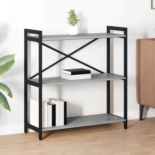 Рафт за книги 80 x 30 x 85 cm Инженерна дървесина Сив сонома