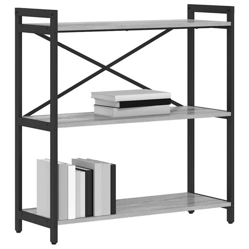 Рафт за книги 80 x 30 x 85 cm Инженерна дървесина Сив сонома