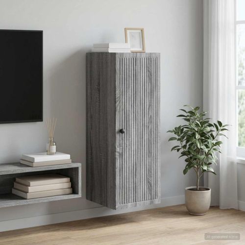 Стенно шкафче Сив Сонома 33 x 34,5 x 90 см Инженерна дървесина