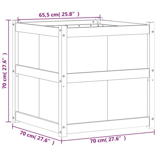 Градински сандък, 70x70x70 см, борово дърво масив