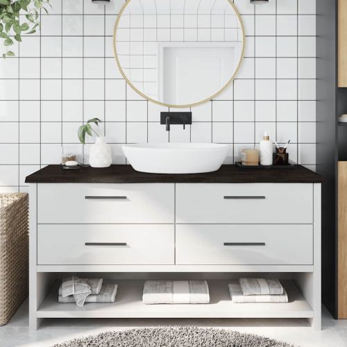 Плот за баня тъмнокафяв 160x60x(2-4)см обработено масивно дърво