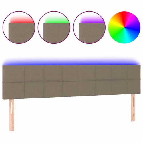 LED горна табла за легло, таупе, 200x5x78/88 см, плат