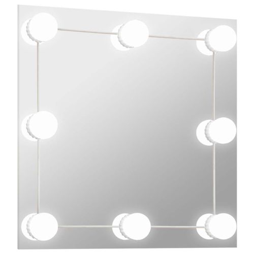 Стенно огледало с LED лампи, квадратно, стъкло