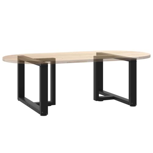 Крака за масичка за кафе, Т-образни, 2 бр., черни, 70x25x(42-43) см, стомана
