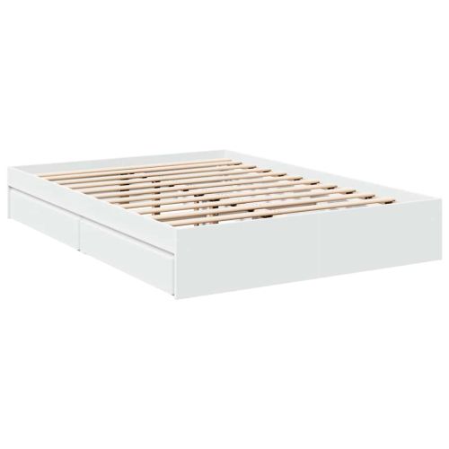 Рамка за легло, с чекмеджета, без матрак, бяла, 120x200 см