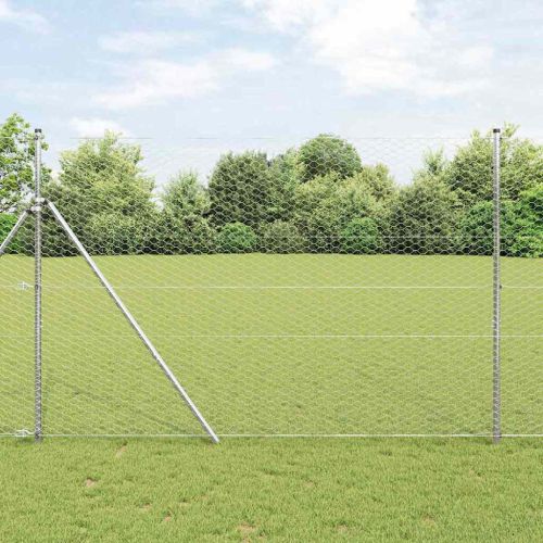 Шестоъгълна ограда 1,5 x 50 m Поцинкована стомана Сребристо