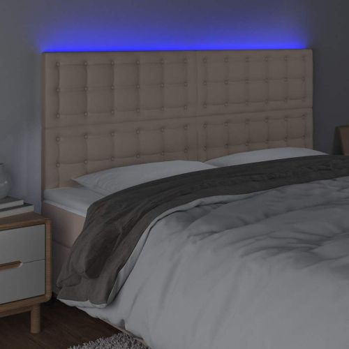 LED горна табла за легло, капучино, 200x5x118/128 см