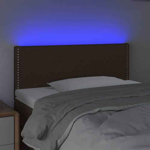 LED горна табла за легло, тъмнокафява, 100x5x78/88 см, плат