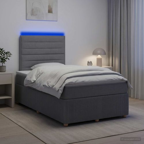 LED легло с матрак с LED ленти Светлосиво 120 x 200 cm Текстил