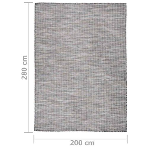 Градински плоскотъкан килим, 200x280 см, кафяво и синьо