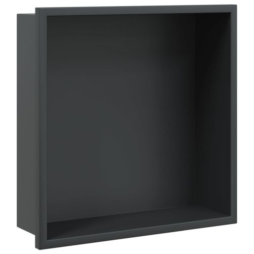 Душ ниша, матово черно, 32x32x9 см, неръждаема стомана
