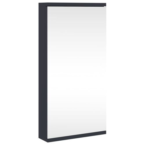 Ъглов шкаф с огледало за баня сив 30x24x60 см