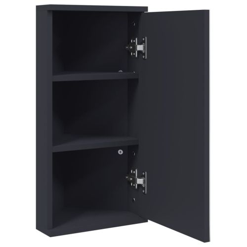 Ъглов шкаф с огледало за баня сив 30x24x60 см