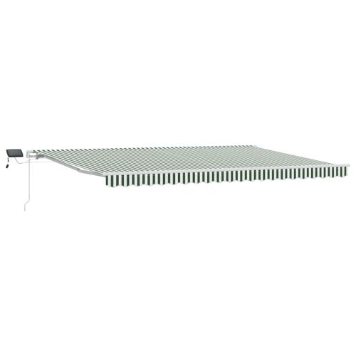 Прибираща се тента Зелен и бял 500 × 300 cm Тъкан и алуминий