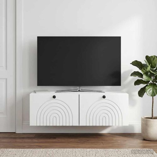 Стенно монтиран ТВ шкаф 99 x 41 x 30 cm Бяло
