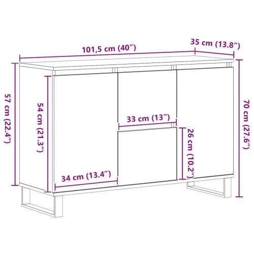 Служебен шкаф Черния дъб 101,5 x 35 x 70 см Инженерна дървесина