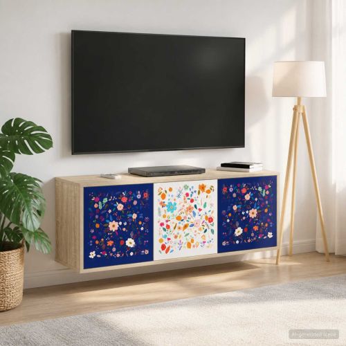 Стенен телевизионен шкаф MAINZ 102 x 33 x 40 см Дъб сонома
