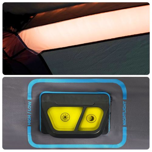 Семейна палатка с LED 9-местна светлозелена бързо освобождаване
