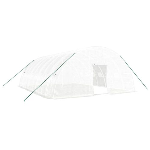 Оранжерия със стоманена рамка бяла 48 м² 8x6x2,85 м