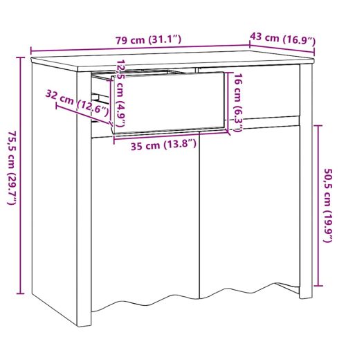 Служебен шкаф с чекмедже Drammen Дъб 79 x 43 x 75.5 см