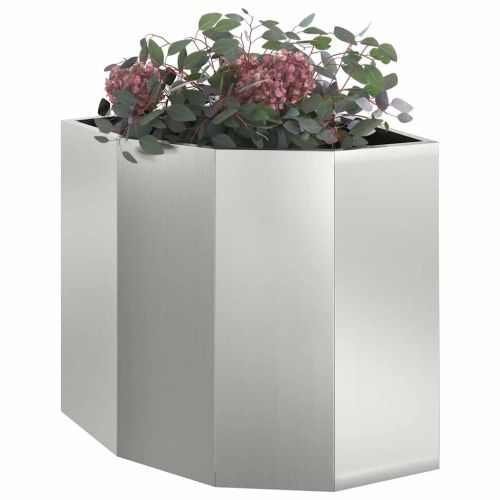 Ъглов сандък за цветя Сребристо 45 x 45 x 50 см