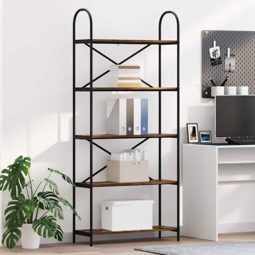 Рафт за книги 5 нива 80 x 30 x 183 см Инженерна дървесина