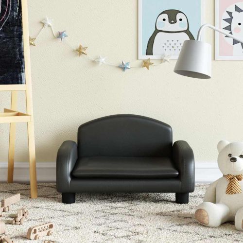 Детски диван черен 50x40x30 см изкуствена кожа