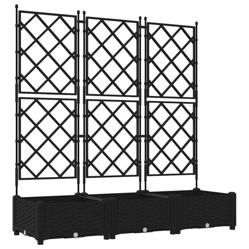 Градинска саксия 3 бр. Черно 120 x 40 x 125,5 см ПП
