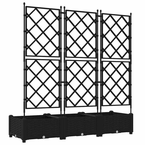 Градинска саксия 3 бр. Черно 120 x 40 x 125,5 см ПП