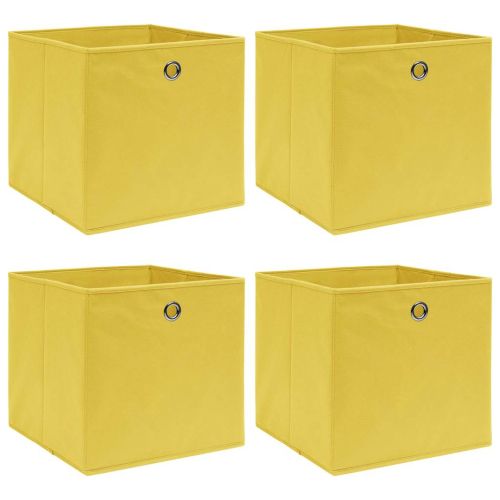 Кутии за съхранение 4 бр жълти 32x32x32 см плат