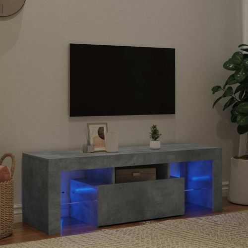 ТВ шкаф с LED осветление, бетонно сив, 120x35x40 см