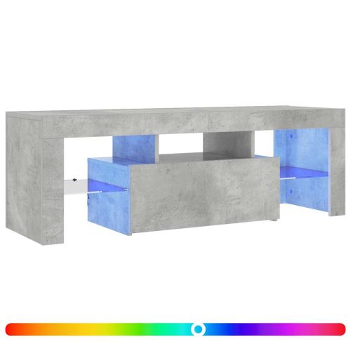 ТВ шкаф с LED осветление, бетонно сив, 120x35x40 см