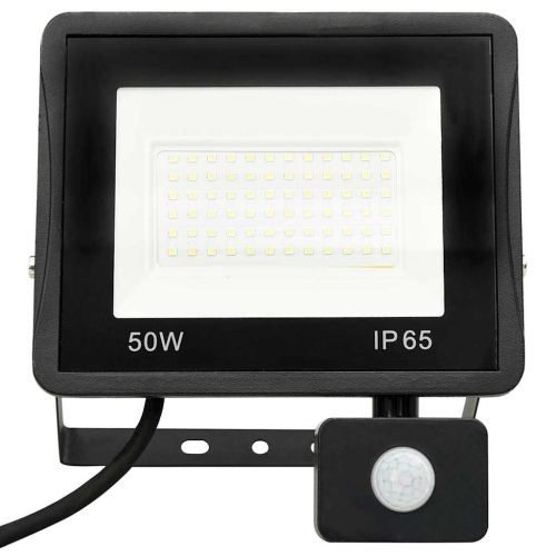 LED прожектор със сензор, 50 W, топло бяло