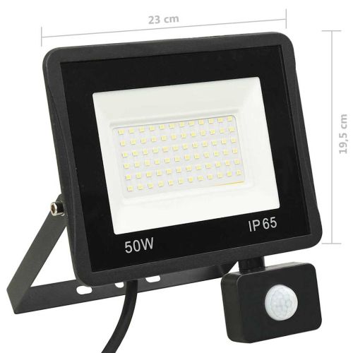 LED прожектор със сензор, 50 W, топло бяло