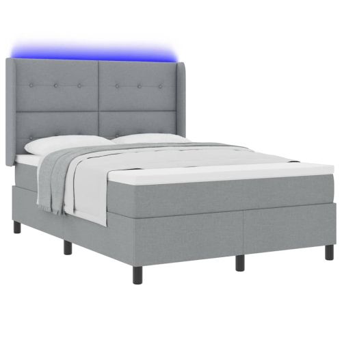 LED кутия за пружини с легло Светлосиво 140 x 190 cm текстил