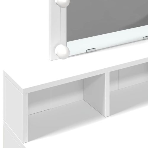 Тоалетка с LED, бяла, 80x41x144,5 см