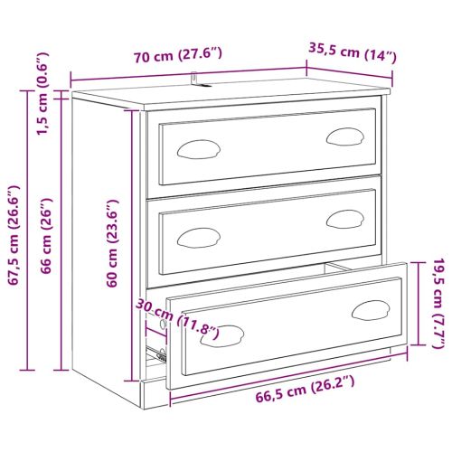 Служебен шкаф Черния дъб 70 x 35,5 x 67,5 см