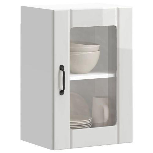 Кухненски стенен шкаф със стъклена врата Lucca бял гланц