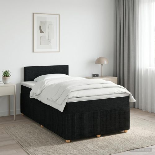 Континентално легло с матрак Черно 120 x 190 cm Текстил