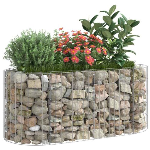Габион повдигната леха, поцинковано желязо, 120x50x50 cм