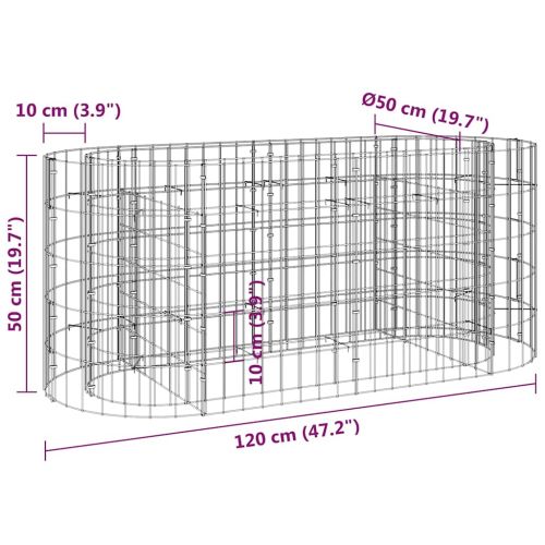 Габион повдигната леха, поцинковано желязо, 120x50x50 cм