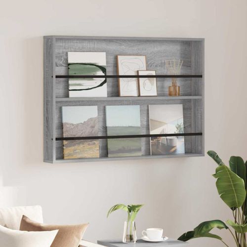 Етажерка за списания с рафт Сив Сонома 100 x 12 x 70 см