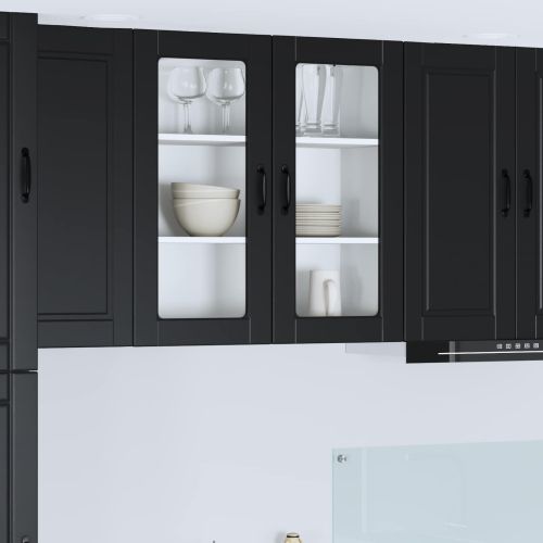 Стенен стъклен шкаф PORTO Черно 80 x 31 x 80 см