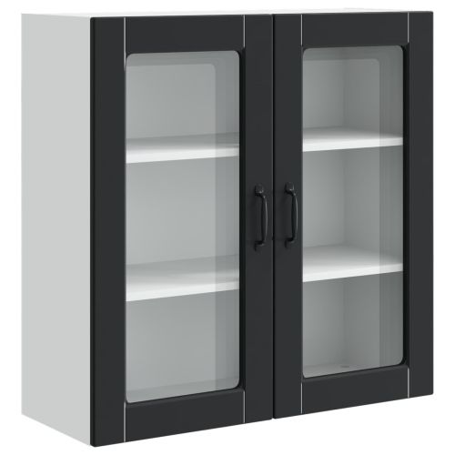 Стенен стъклен шкаф PORTO Черно 80 x 31 x 80 см