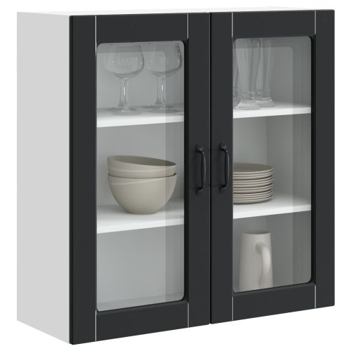 Стенен стъклен шкаф PORTO Черно 80 x 31 x 80 см