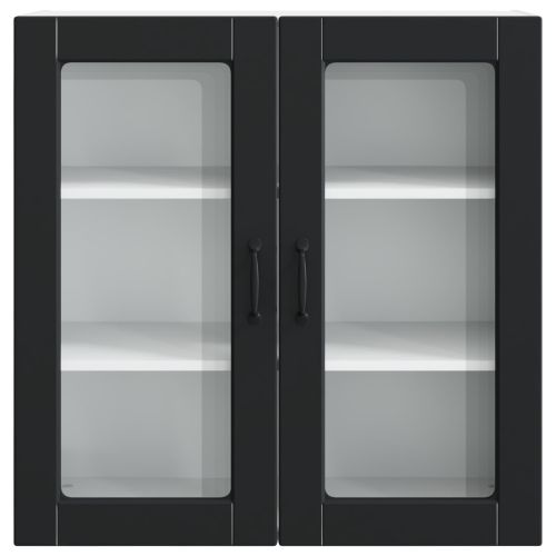 Стенен стъклен шкаф PORTO Черно 80 x 31 x 80 см