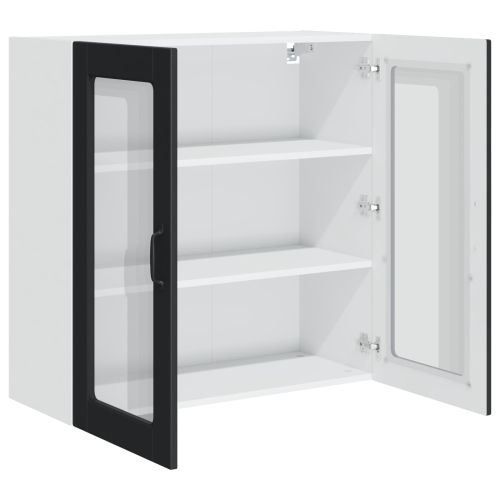 Стенен стъклен шкаф PORTO Черно 80 x 31 x 80 см