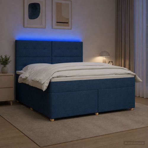 Континентално легло с матрак Синьо 140 x 200 cm Текстил