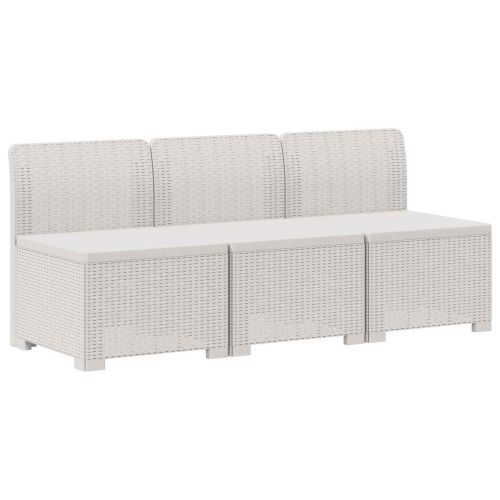 Пейка за градина с Cushions във вид на ратан 3-местен ПП Бяло
