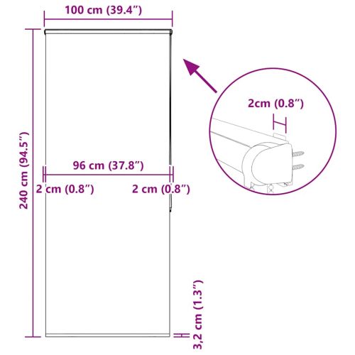 Ролетна щора за душ с касета 100x240 см Ширина на плата 96 см